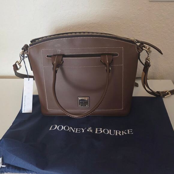 Dooney & Bourke Leather Chestnut Domed Satchel HandBag Purse NEW BBECN1469 - Picture 1 of 10